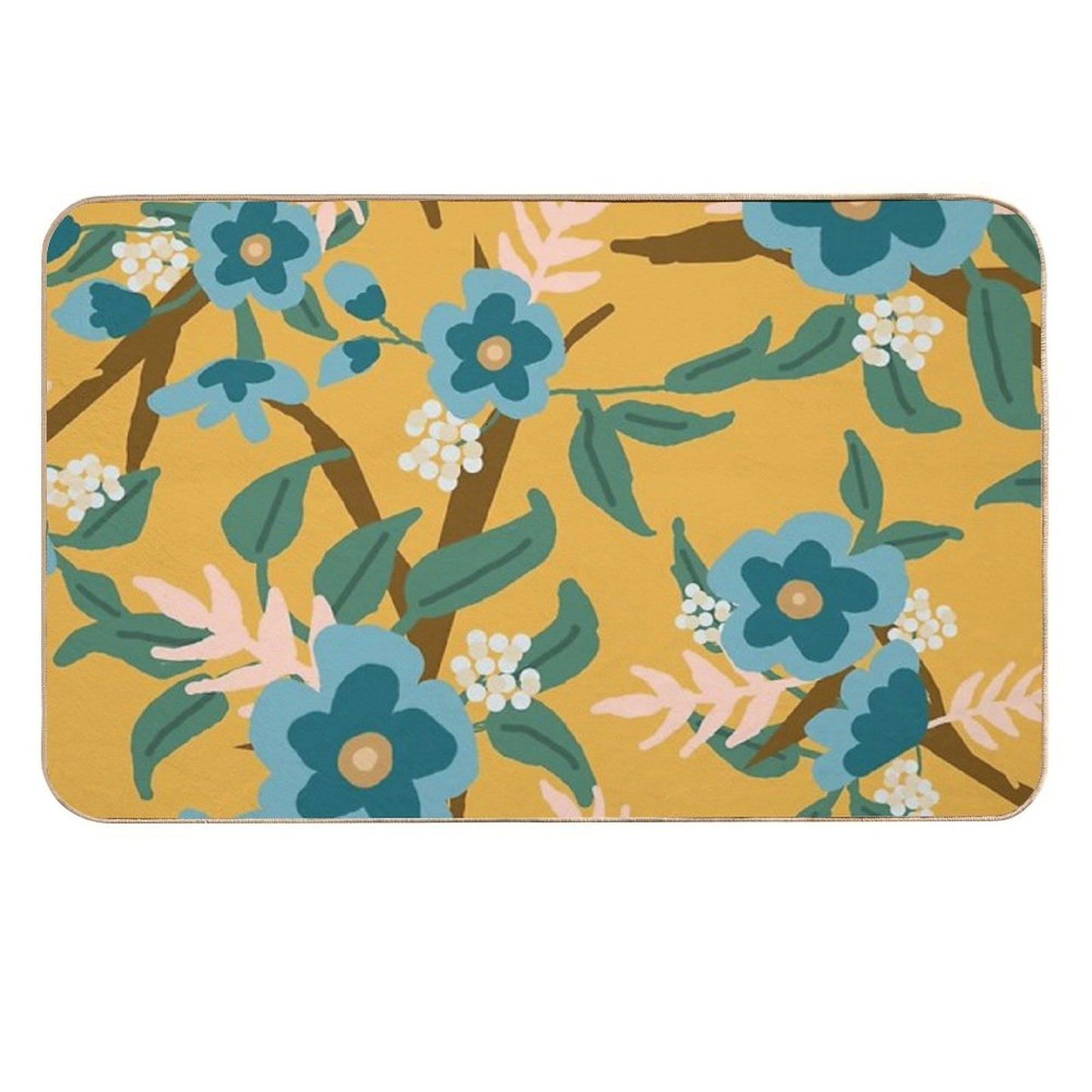 Yellow Floral  Versatile Bath Mat