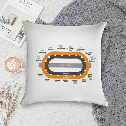 Glasgow Scotland Tube Metro Subway Train Map Soft Hidden Zipper Throw Pillow