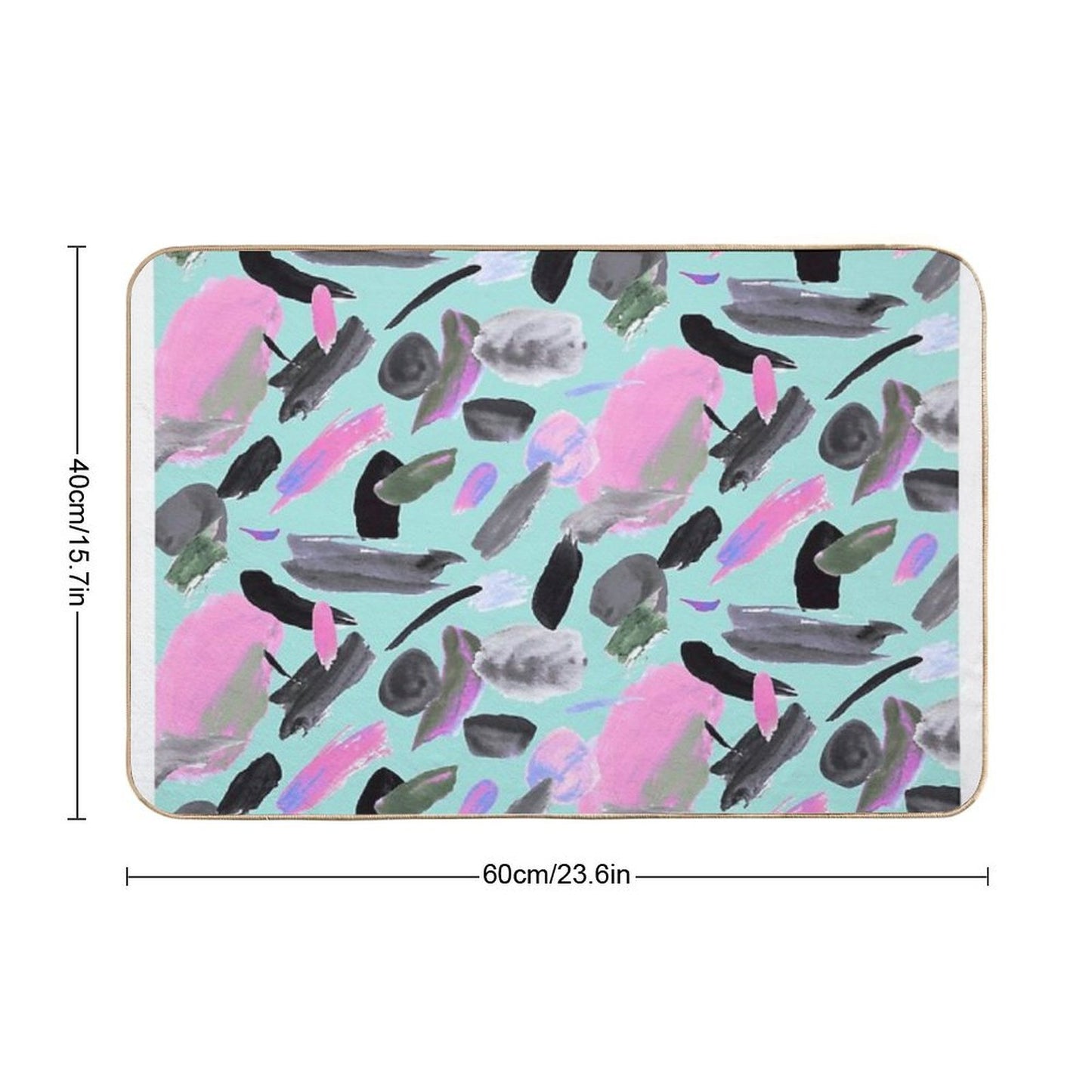 Mint And Pink Abstract Painting  Multi-Purpose Bath Mat
