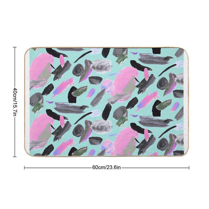 Mint And Pink Abstract Painting  Multi-Purpose Bath Mat
