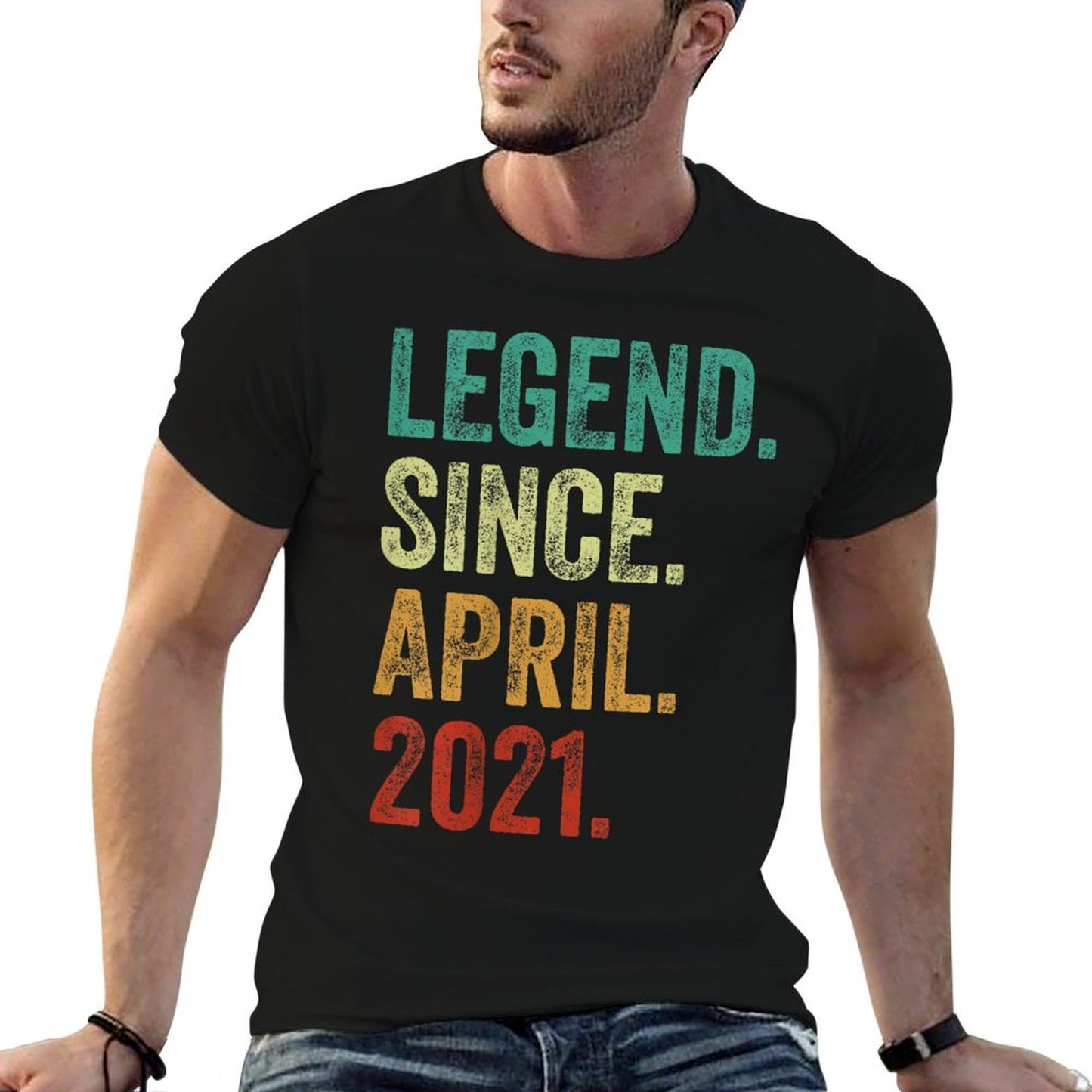 Kids 4 Years Old Legend Since April 2021 4th Birthday  Stretchy T-Shirt