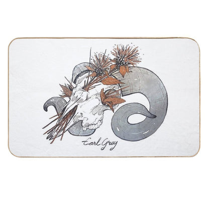 MorbidiTea - Earl Grey with Ram Skull  Dirt-Trapping Bath Mat