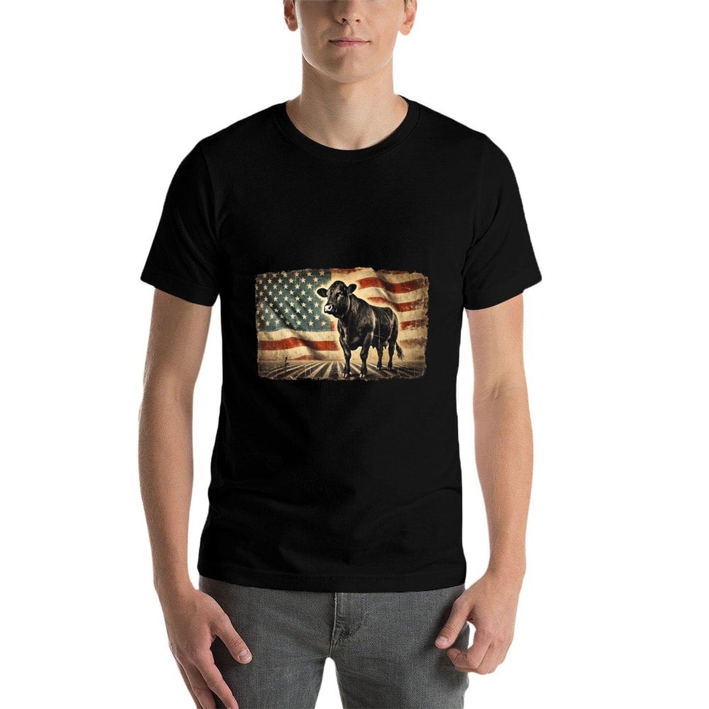 Angus Rancher USA American Cow  Soft T-Shirt