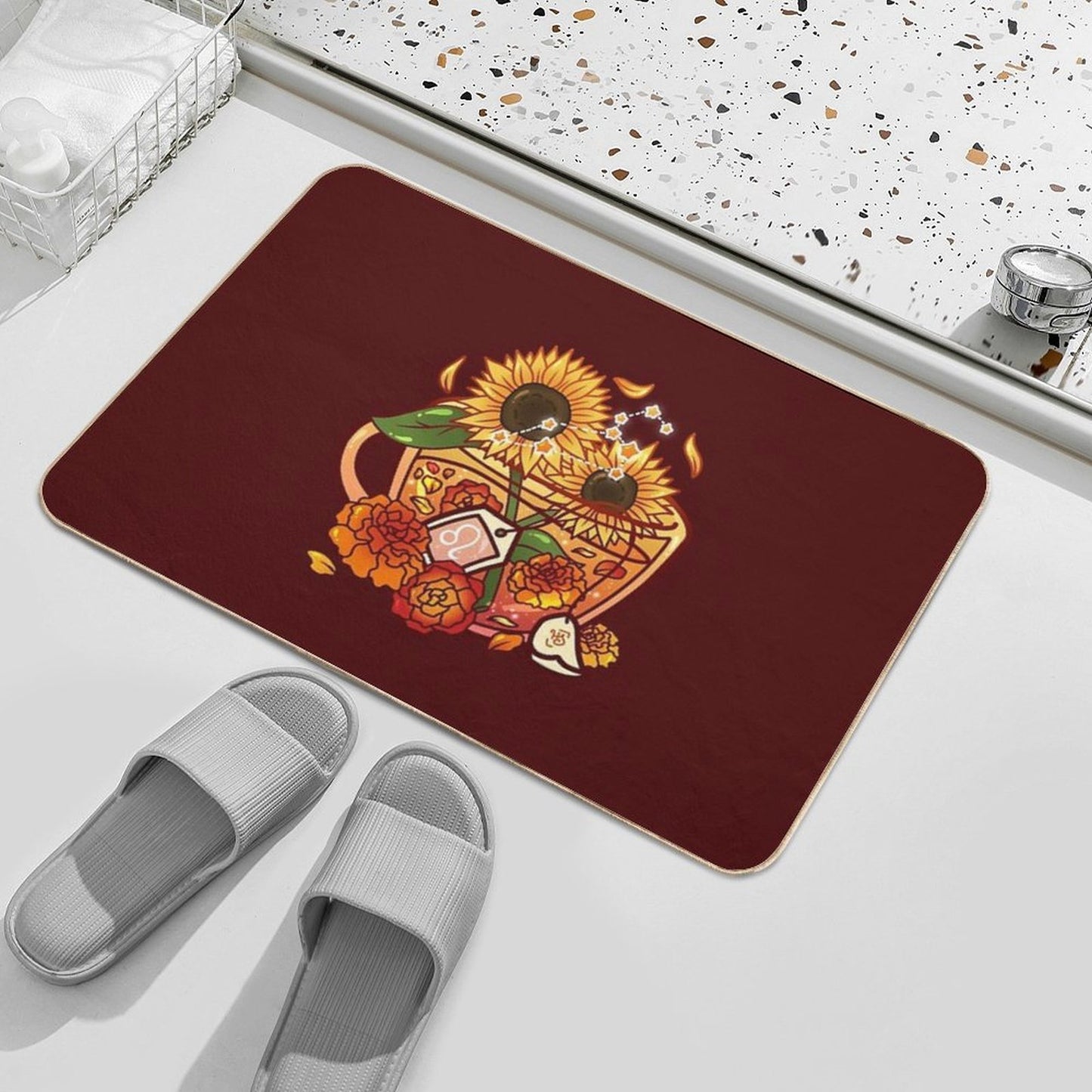 Leo Zodiac Teacup  Easy To Clean Bath Mat