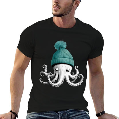 Octopus With Winter Hat  Wrinkle-resistant T-Shirt