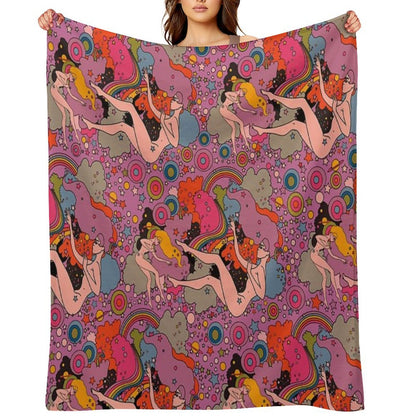 PINK SPACE VIOLET GIRLS All-season Throw Blanket