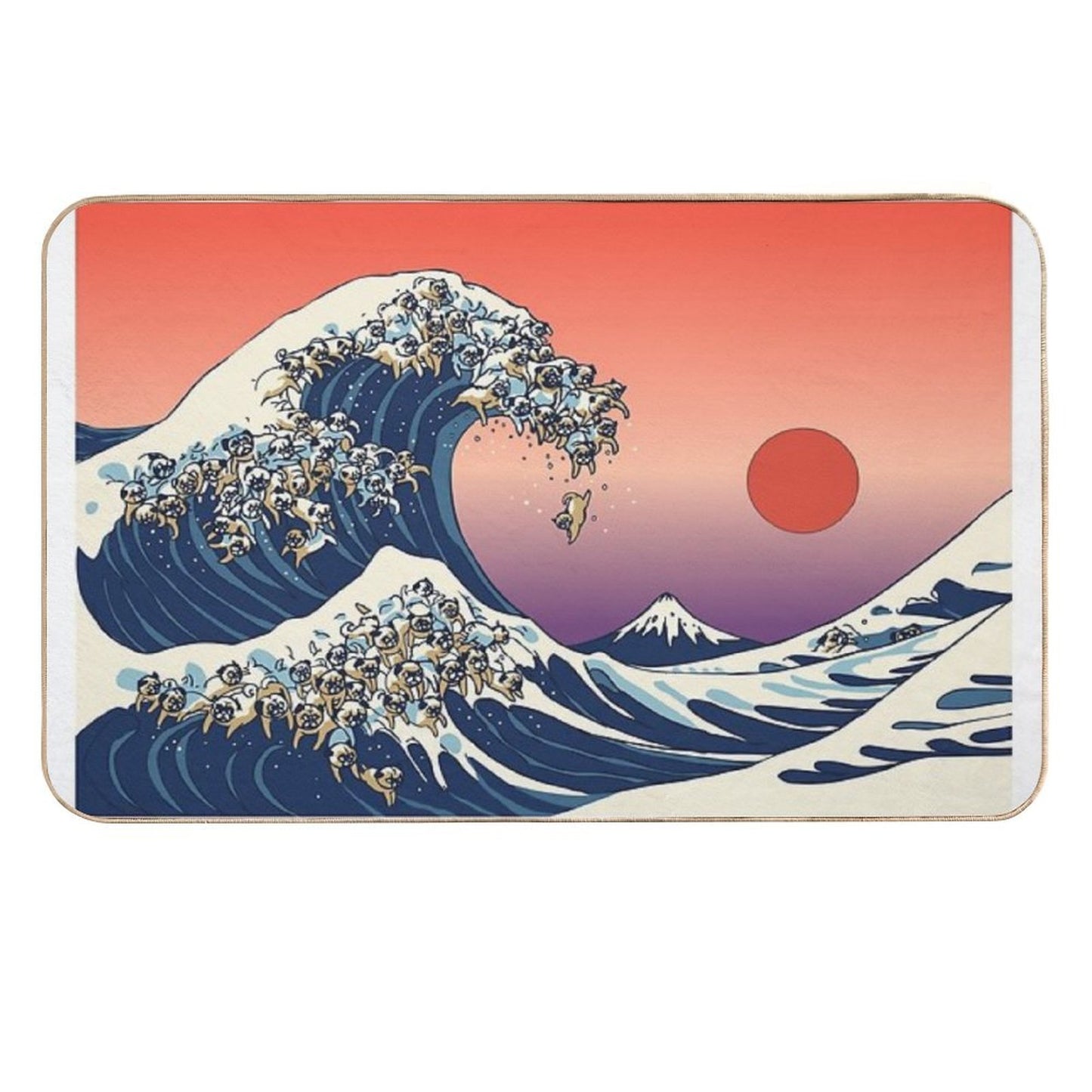 The Great Wave of Pug  Multi-Purpose Bath Mat