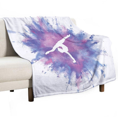 Gymnast Rainbow Explosion Pink Blue Plush Throw Blanket