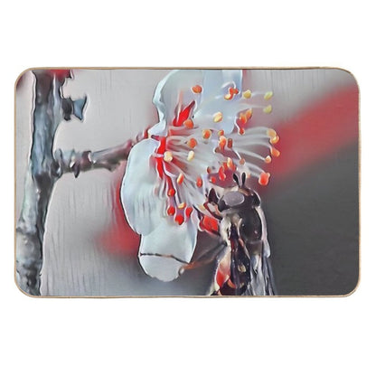 9 Buzz & Blossom Beauties  Bee on White Flower Nature Art for Floral Lovers  Pet-Safe Bath Mat