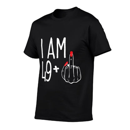 I Am 49 Plus 1 Middle Finger Funny 50th Women's Birthday  Relaxed-fit T-Shirt