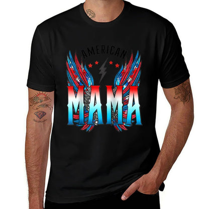 American Mama Retro Wings 4th Of Julys For Women Raglan Baseball  Slim-fit Cut T-Shirt