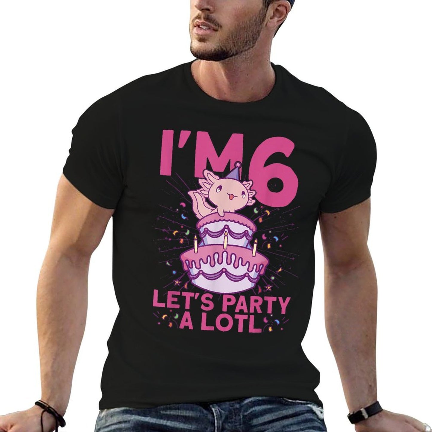 I'm 6 Bday Axolotl Party Cute 6th Birthday Kids Axolotl  Oversized Silhouette T-Shirt