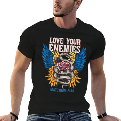 Love Your Enemies Matthew 544 Faith Christian Angel Wings  Versatile T-Shirt