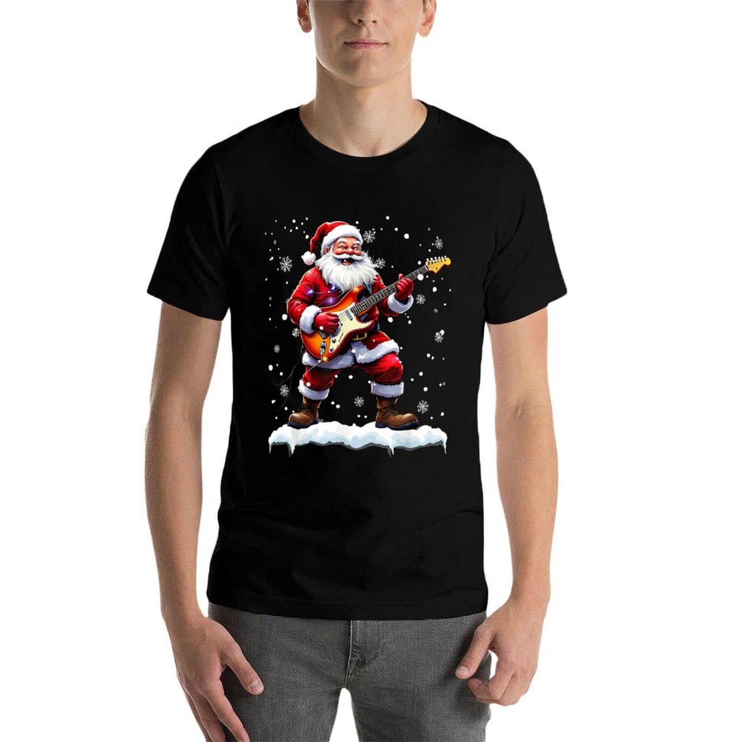 Santa Claus Playing Bass Guitar Christmas Xmas Music  Durable T-Shirt