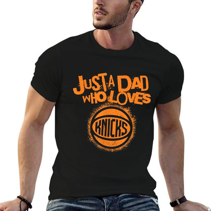 NBA New York Knicks Fathers Day Just A Dad Who Loves  Oversized Silhouette T-Shirt
