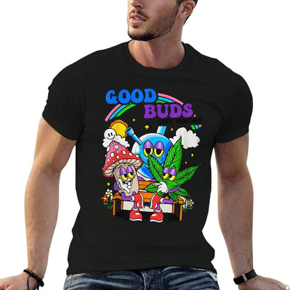 Good Buds Stick Together Rainbow Weed Meme Humorous Person  Easy-care T-Shirt