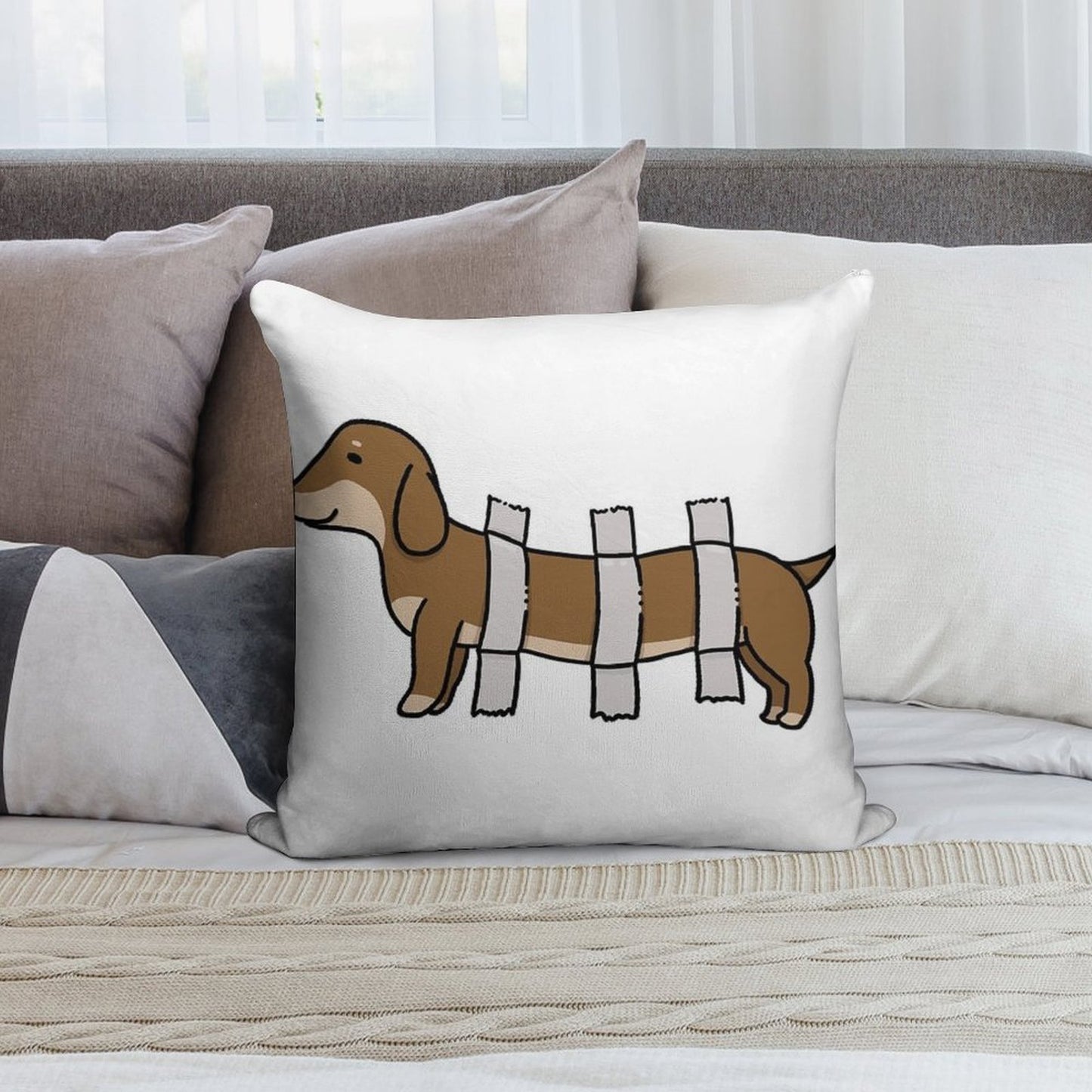Cute Dachshund Soft Hidden Zipper Throw Pillow