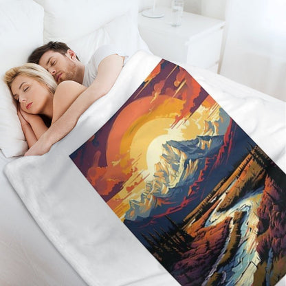 A Vintage Illustration of Denali National Park - Alaska - United States Plush Throw Blanket