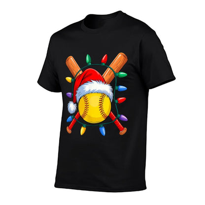 Christmas Softball Xmas Santa Sports Hat Mens Womens Kids  Fade-proof Color T-Shirt