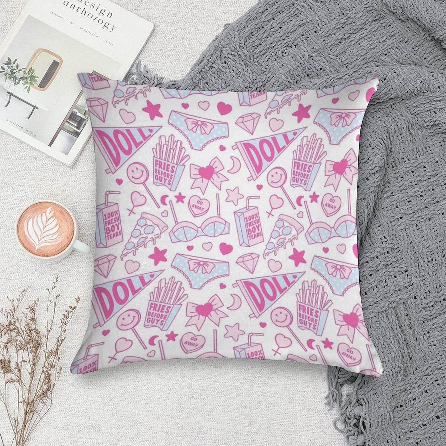 Girl Power Soft High-Density Material Throw Pillow