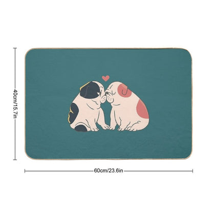 English Bulldog Kisses  Rapid-Drying Bath Mat
