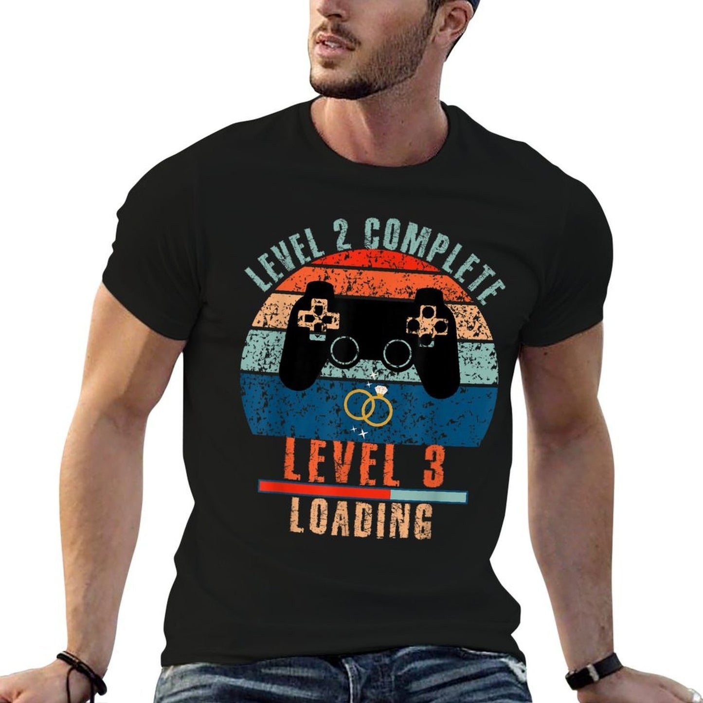 Level 2 Complete Wedding Anniversary For Couple Gamer  Cotton T-Shirt