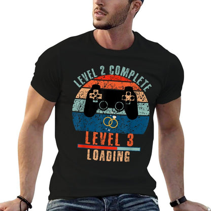Level 2 Complete Wedding Anniversary For Couple Gamer  Cotton T-Shirt