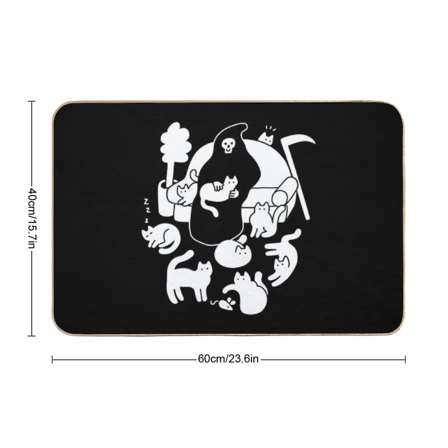 Death And His Cats  Fade-Resistant Bath Mat