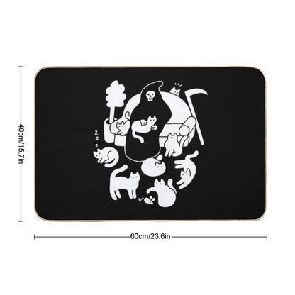 Death And His Cats  Fade-Resistant Bath Mat