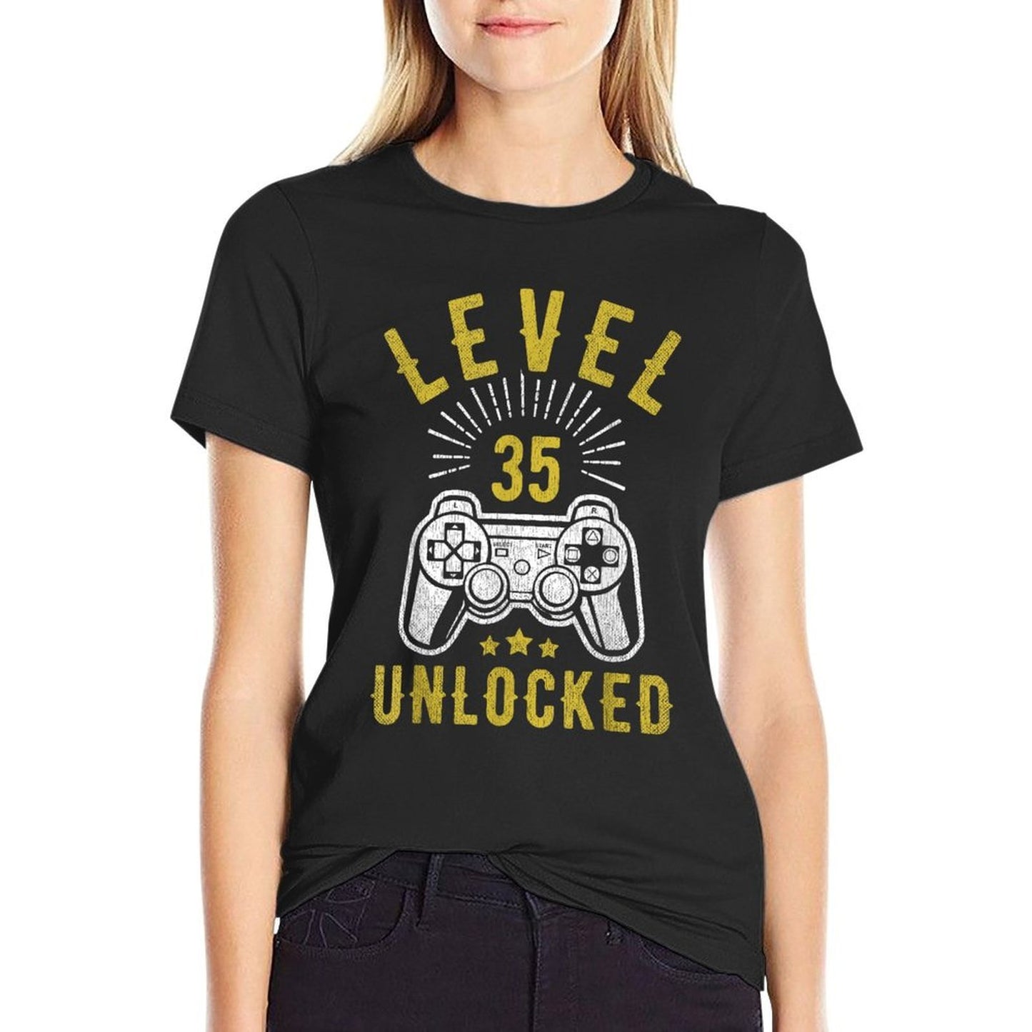 Level 35 Unlocked Funny 35th Birthday Men 35 Years Old  Vintage-inspired T-Shirt