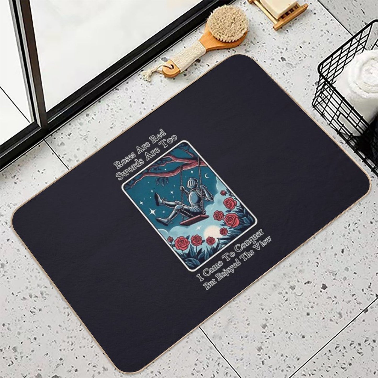 Roses Are Red, Swords Are Too - Tarot  Dirt-Trapping Bath Mat