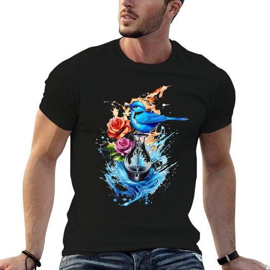 Bird Animal Art Motif Portrait Illustration Abstract Bird  Oversized Silhouette T-Shirt