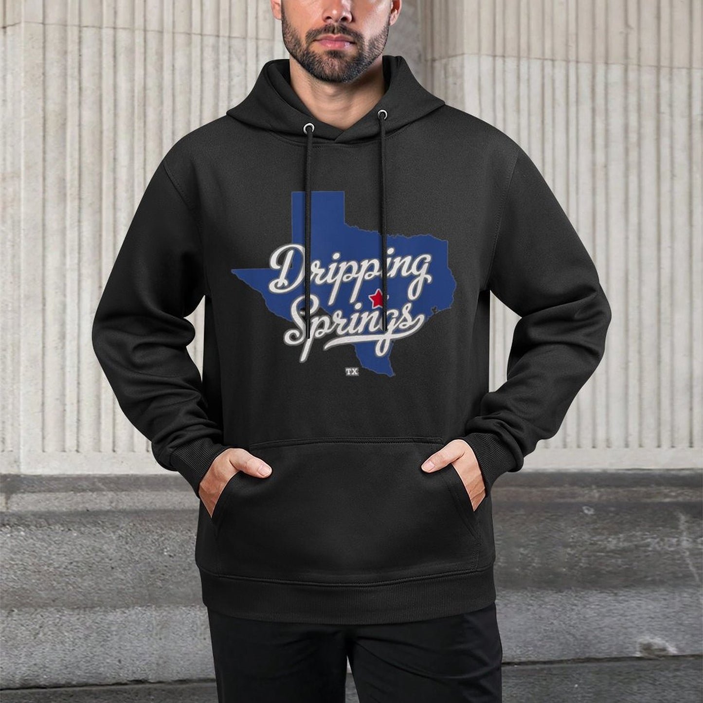 Dripping Springs Texas TX Map Durable Construction Hoodie