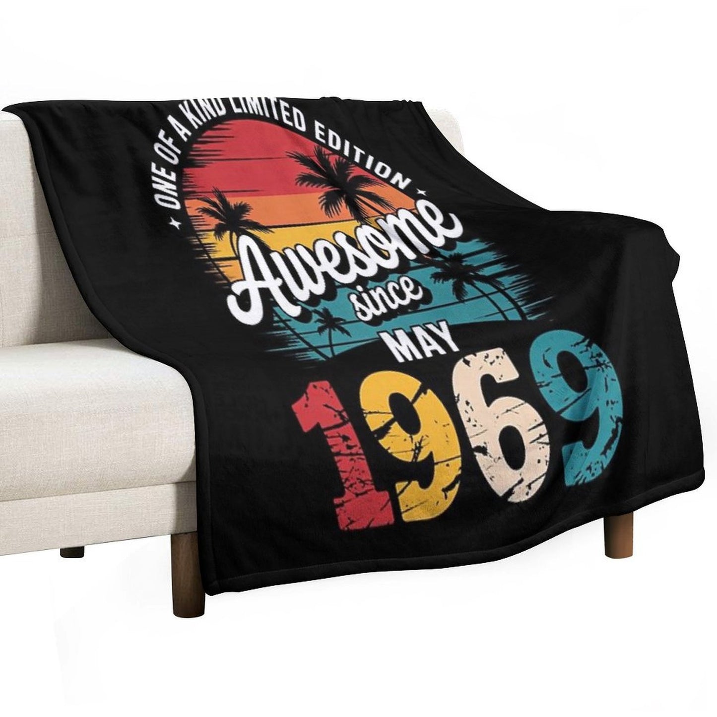 56 Years Old Vintage May 1969 56th Birthday Machine-washable Throw Blanket
