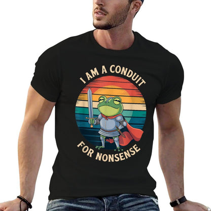 Funny Frog Knight with Sword Retro Meme Design  Slim-fit Cut T-Shirt