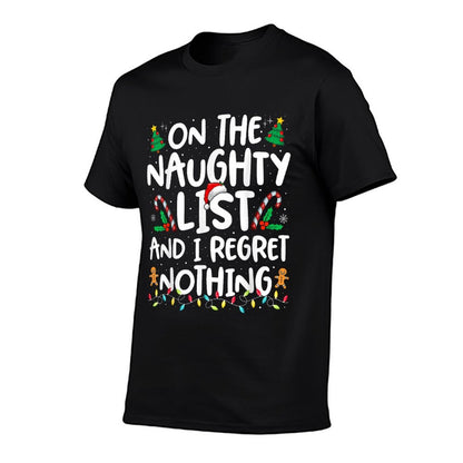 Funny Christmas On The Naughty List And I Regret Nothing  Trendy Pattern T-Shirt