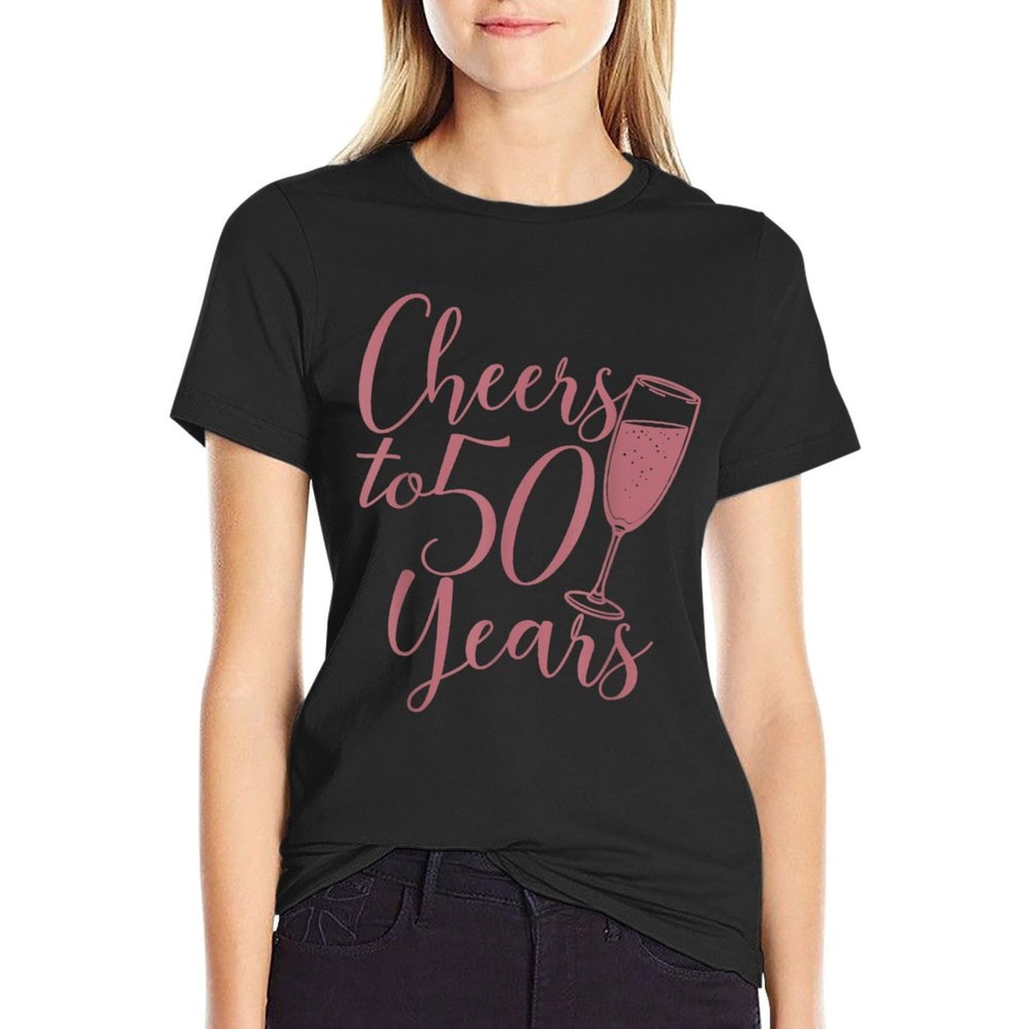 Cheers To 50 Years For Women Her Anniversary 50th Birthday  Oversized Silhouette T-Shirt