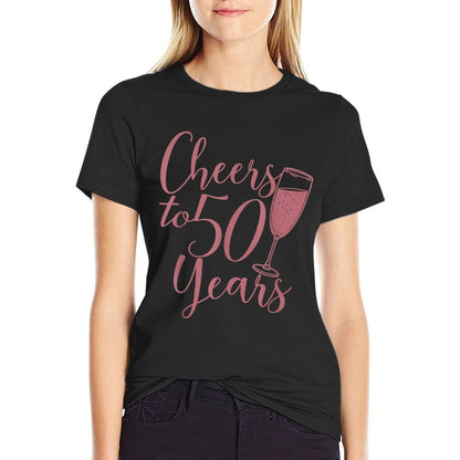 Cheers To 50 Years For Women Her Anniversary 50th Birthday  Oversized Silhouette T-Shirt