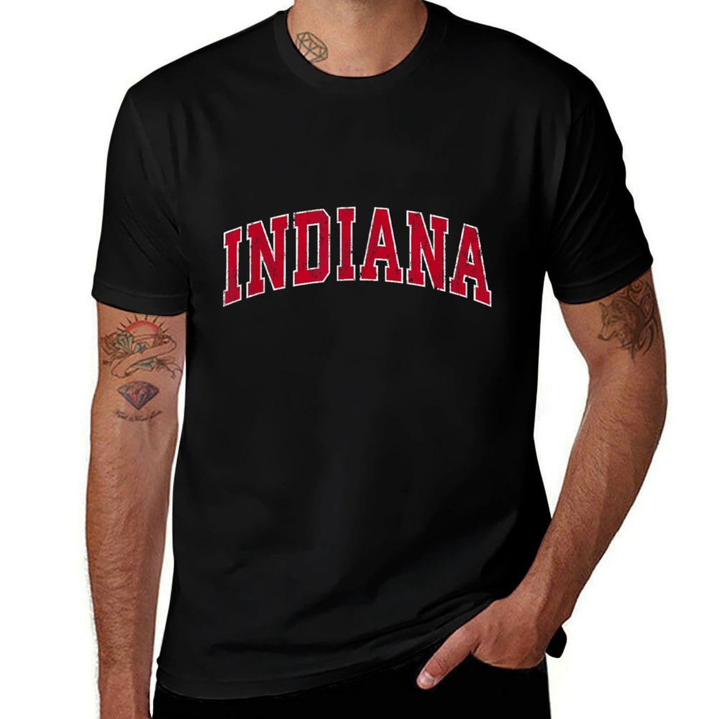 Indiana IN Vintage Sports Design Red Design  Trendy Pattern T-Shirt