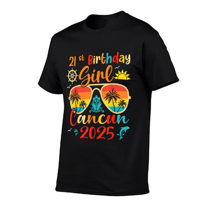 Vintage 21st Birthday Girls Cancun 2025 Beach Vacation Trip  Soft T-Shirt