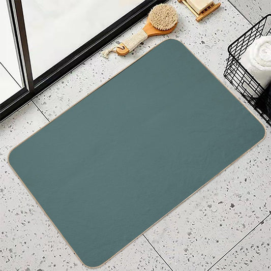 Solid Neutral Pastel Color Arbor Green  Easy To Clean Bath Mat