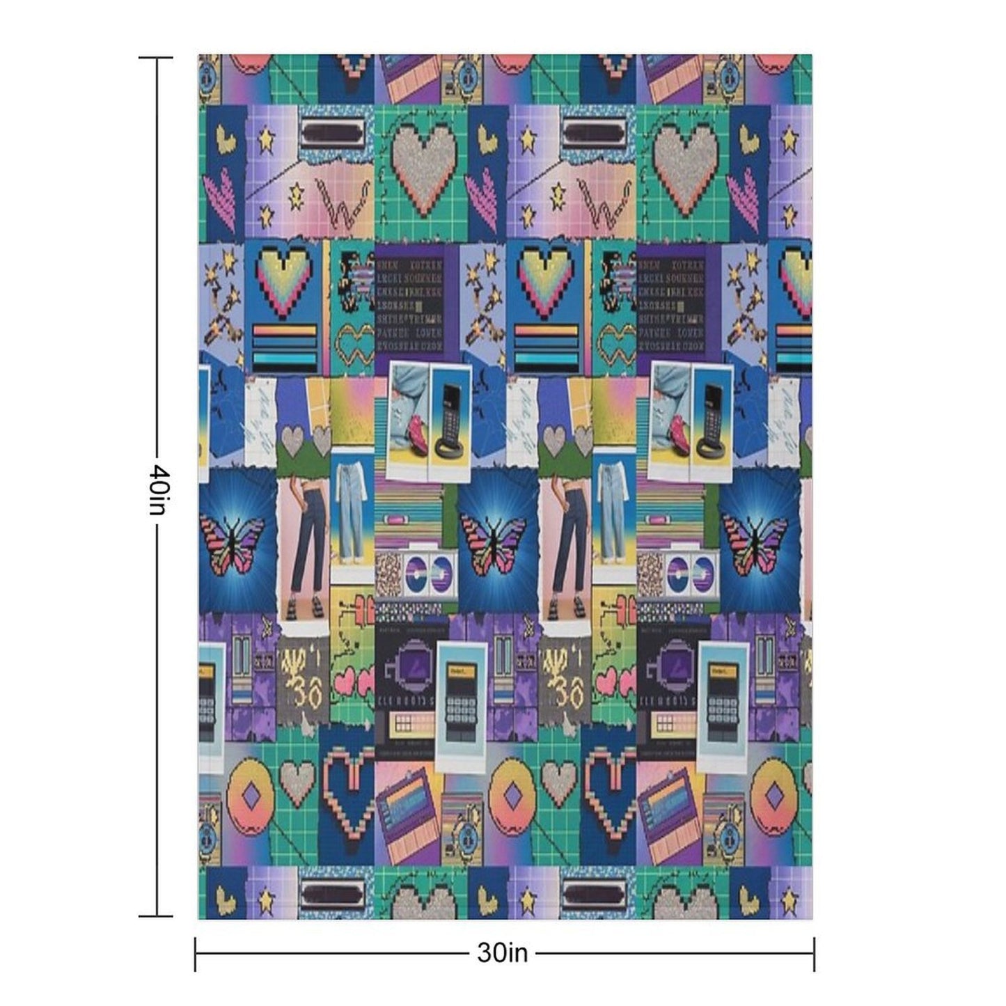 Y2K Aesthetic - Vintage Y2K Mosaic Collage with Scrapbook-Style Tiles Velvety-soft Throw Blanket