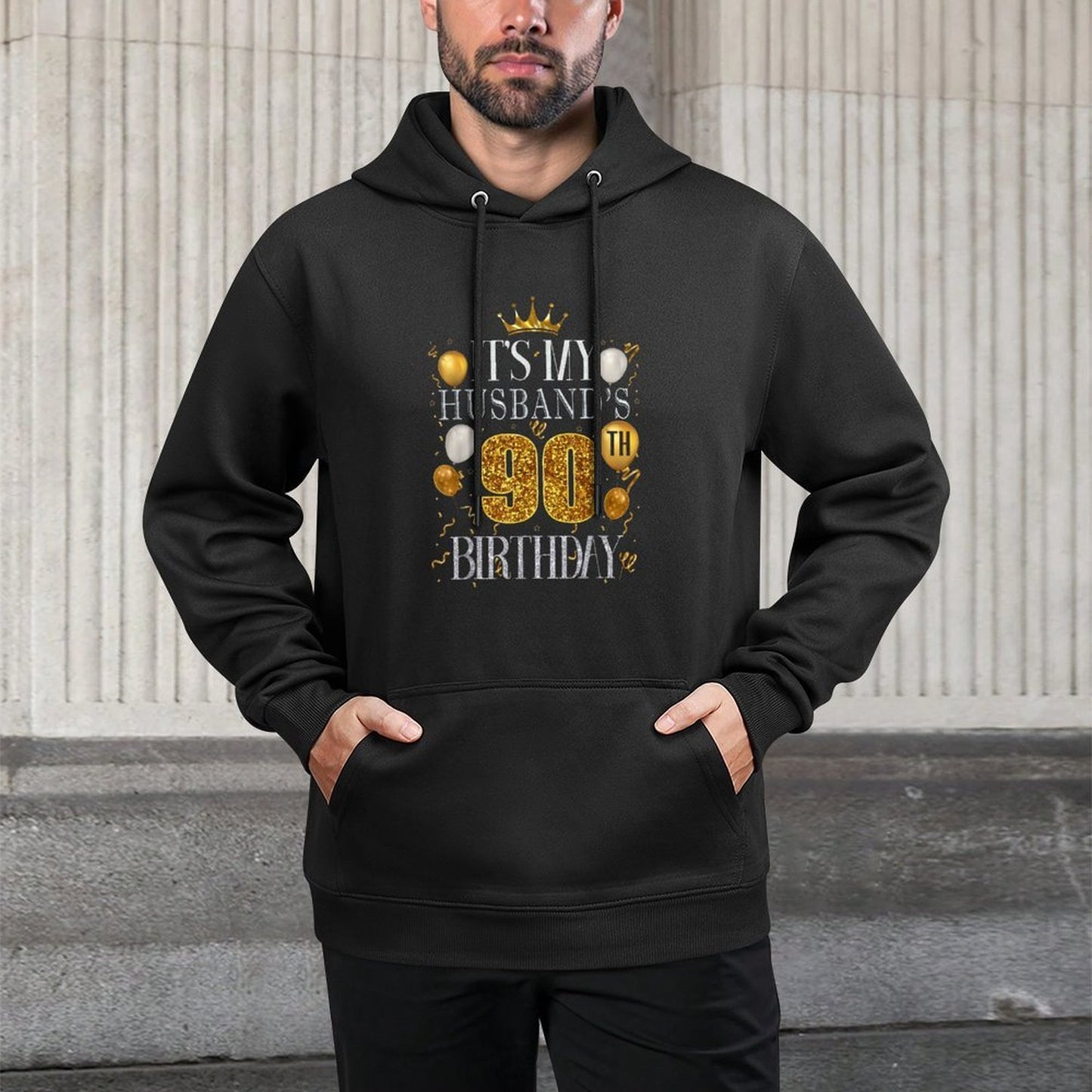 Its My Husbands 90th Birthday Happy Birthday 90 Years Old Relaxed Fit Hoodie