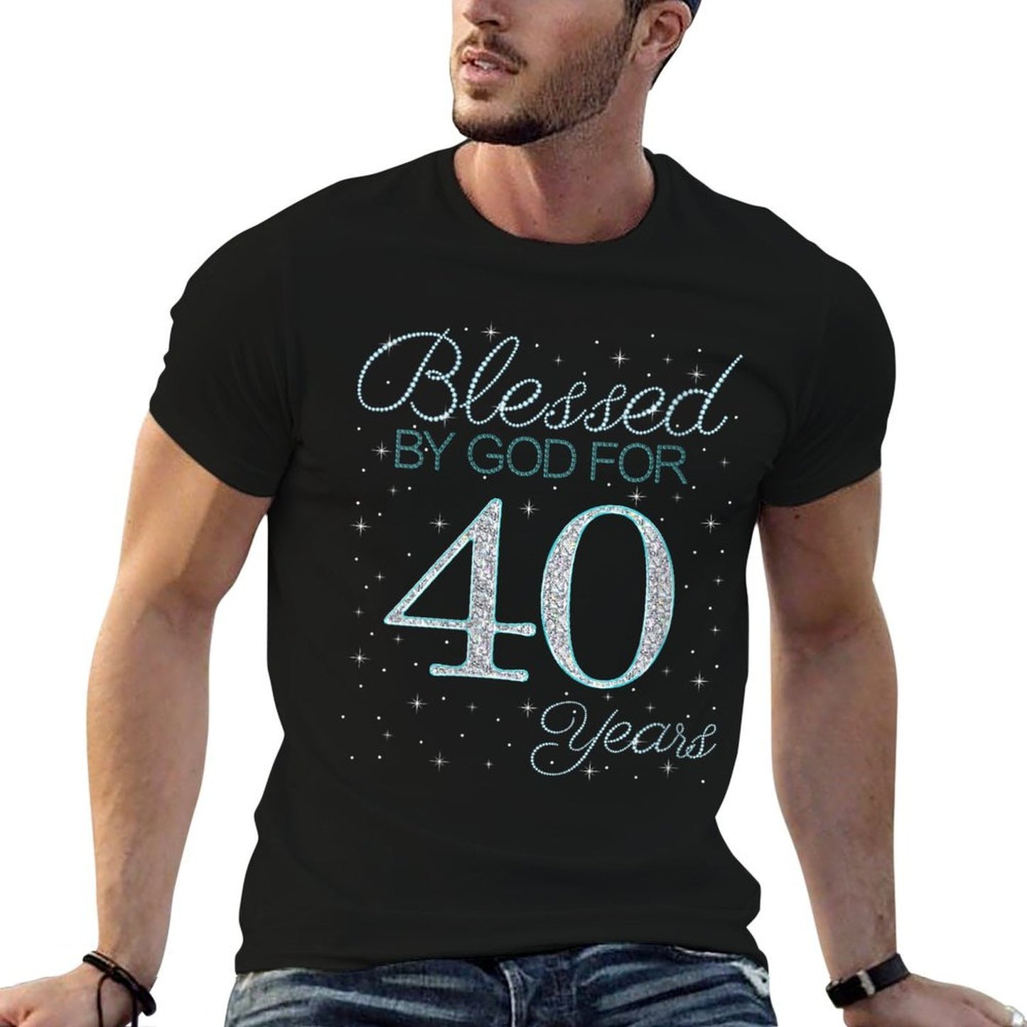 Womens Blessed By God For 40 Years 40th Birthday 40 Year Old Gifts  High-quality Stitching T-Shirt