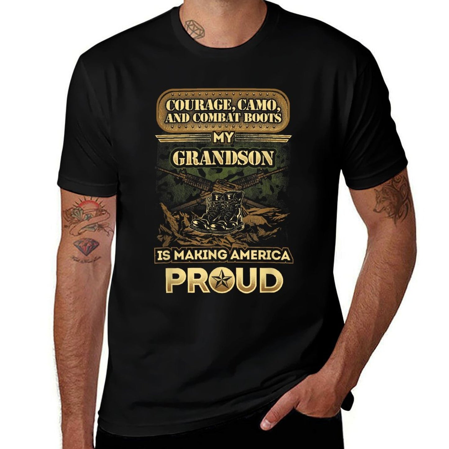 My Grandson Is A Soldier - Proud Military Grandparent  Classic T-Shirt