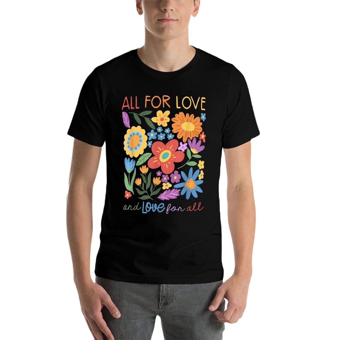 Wildflower Floral All For Love  Love For All LGBT Pride  Wrinkle-resistant T-Shirt