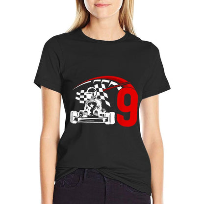 9th Birthday Go Kart Boy Nine Year Old Go Kart Racer  Versatile T-Shirt