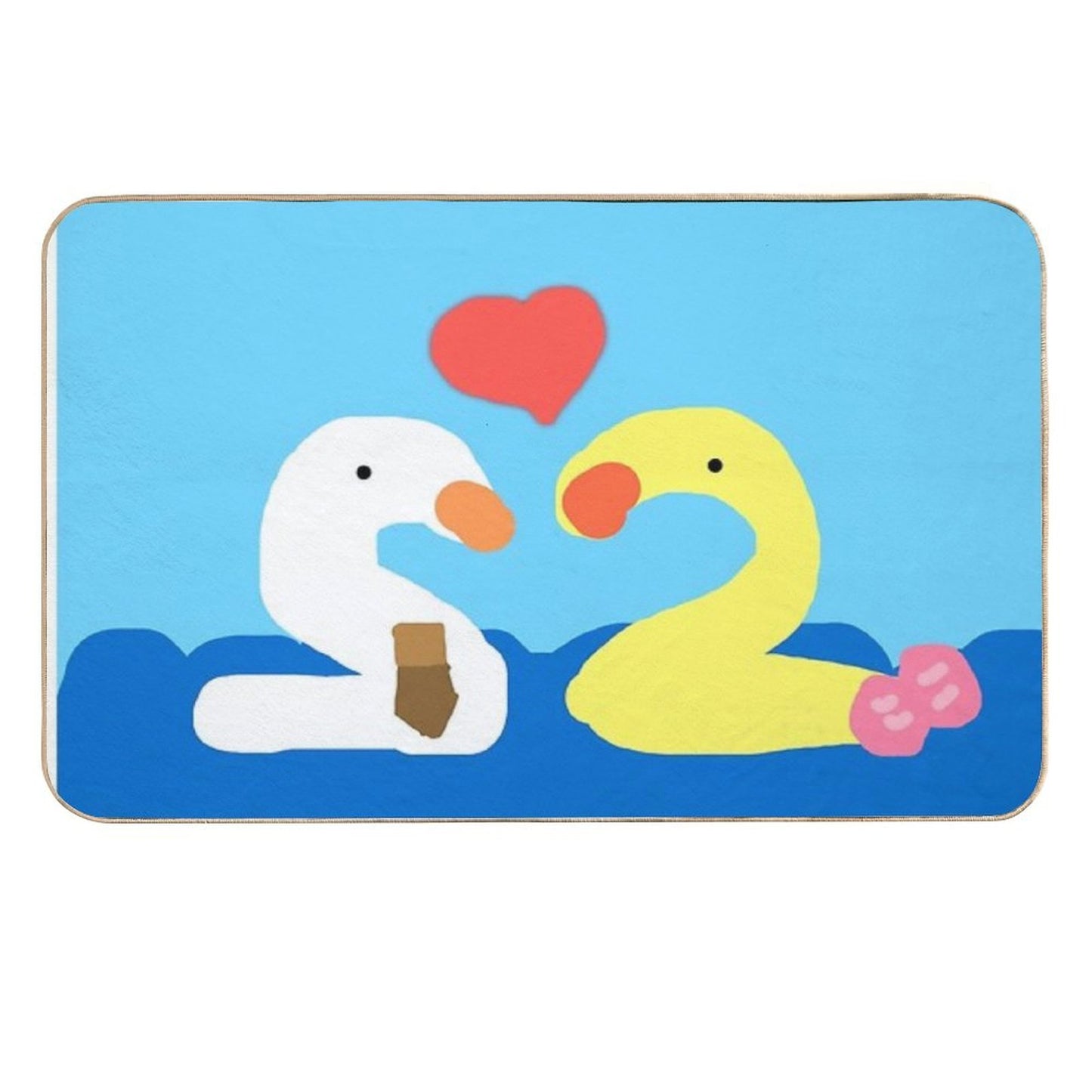 Two Ducks Are Falling in Love  Rapid-Drying Bath Mat