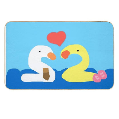Two Ducks Are Falling in Love  Rapid-Drying Bath Mat