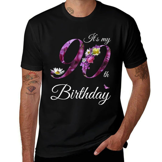 90 Year Old Floral 1935 It's My 90th Birthday Gift  Cotton T-Shirt